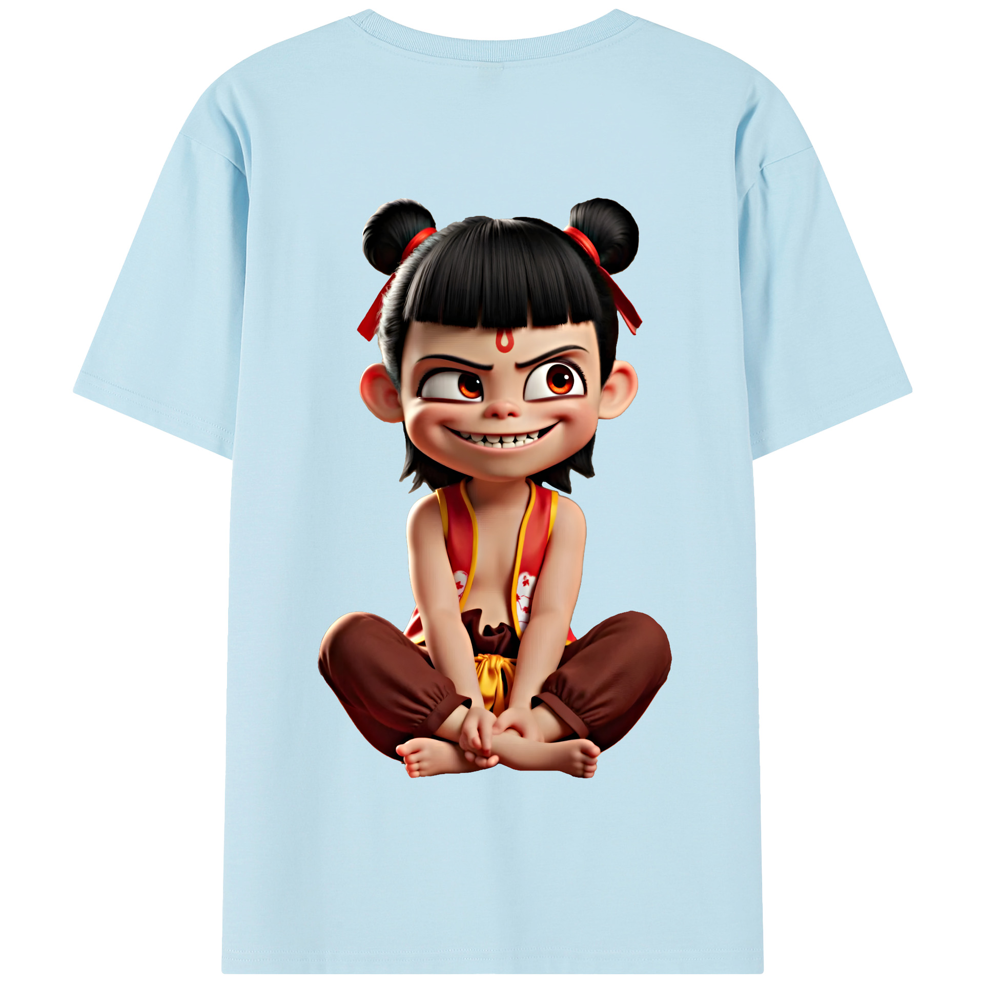 （画像用） Ne Zha 2 ナタ 魔童の大暴れ 綿100％半袖Tシャツ（背面プリント）